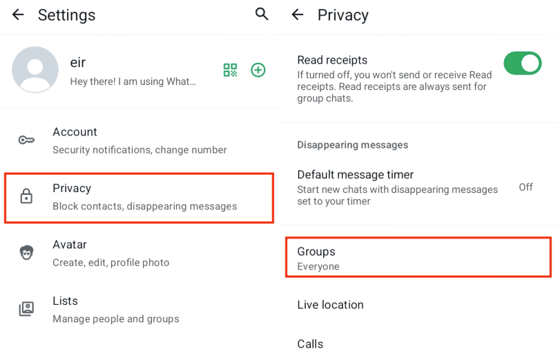 Prevenire l'aggiunta a gruppi WhatsApp casuali